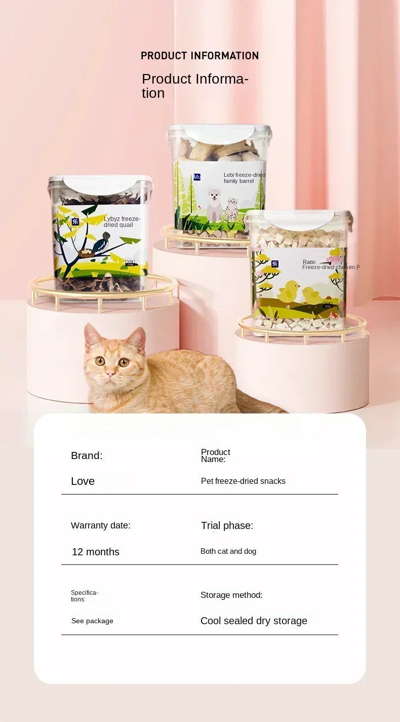 Pet freeze-dried mixed freeze-dried whole-family barrel chicken breast grain duck breast grain small quail cat dog freeze-dried