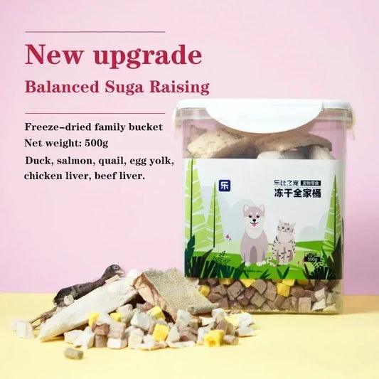 Pet freeze-dried mixed freeze-dried whole-family barrel chicken breast grain duck breast grain small quail cat dog freeze-dried